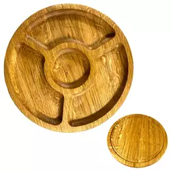 Деревʼяна тарілка з натурального дерева діаметр 25 см, висота 2 см, тарілка для закусок