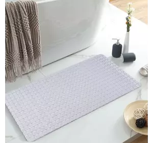Силіконовий нековзкий килимок для ванни Bathlux гумовий ПВХ, 78х35 см люкс якість Білий