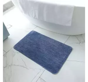 Килимок для ванни Bathlux м'який тканинний прогумований, нековзкий Блакитний
