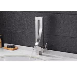 Змішувач дизайнерський для раковини, одноважільний кран горизонтальний монтаж WanFan для ванни Хромований