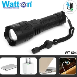 Фонарик тактический аккумуляторный WATTON WT-604, карманный фонарь с USB зарядкой и функцией Powerbank