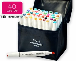 Набор двухсторонних маркеров Touch Multicolor 40 штук для рисования и скетчинга на спиртовой основе 40 штук
