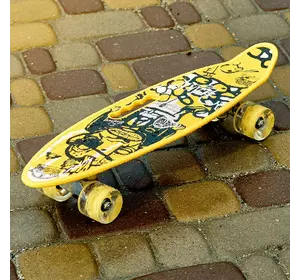 Скейт Пенни борд Skate со светящимися колесами ,алюминиевая подвеска не скользящая поверхность Желтый