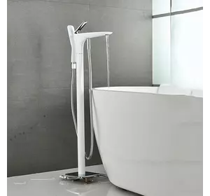 Напольный смеситель для ванны кран лейка WanFan кран, холодная и горячая вода Белый-хром