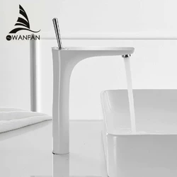 Змішувач для раковини WanFan люкс якості, одноважільний, керамічний картридж Хром-білий