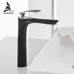 Змішувач дизайнерський для раковини кран у ванну одноважільний WanFan люкс якості Чорний-хром