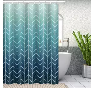 Шторка для ванної кімнати Bathlux 180 x 180 см люкс якість з водовідштовхувальним покриттям, бірюзово-синій градієнт