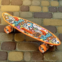 Скейт Пенні борд Skate зі світними колесами ,алюмінієва підвіска не ковзна поверхня Помаранчевий