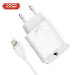 Сетевое зарядное устройство XO L103 QC3.0 с USB/3A портом и кабелем USB - Lightning Белый