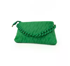 Сумка жіноча стильна, якісна гарна стьобана сумочка з ручкою-ланцюжком, жіночий клатч, Зелений