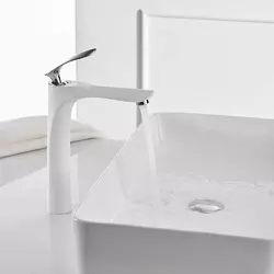 Змішувач дизайнерський для раковини кран у ванну одноважільний WanFan люкс якості білий-хром