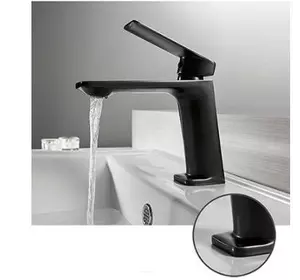 Змішувач для умивальника одноважільний, кран для раковини латунь WanFan для ванної кімнати Чорний
