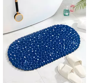 Силиконовый коврик для ванны Bathlux овальной формы, нескользящий, люкс качество 69 х 35 см Синий