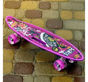 Скейт Пенні борд Skate зі світними колесами ,алюмінієва підвіска не ковзна поверхня Фіолетовий