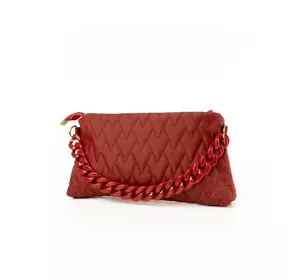 Сумка женская стильная, качественная красивая стеганая сумочка с ручкой-цепочкой, женский клатч, Красный
