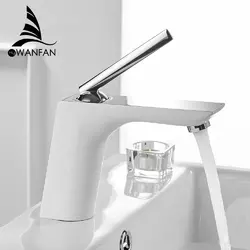 Змішувач для умивальника WanFan люкс якості, з одним важелем Білий-хром