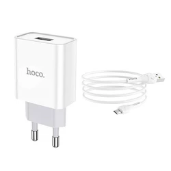 СЗУ зарядний пристрій HOCO C81A 1USB/2.1A з кабелем для заряджання USB - MicroUSB Білий