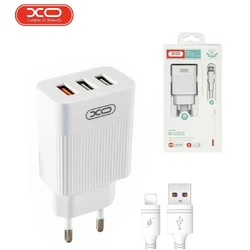 Сетевое зарядное устройство XO L72 QC3.0 3USB/3A с кабелем USB - Lightning Белый