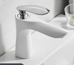 Смеситель дизайнерский для раковины кран в ванну однорычажный WanFan люкс качества Белый-хром