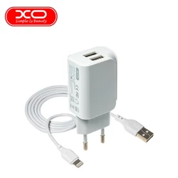 Мережевий зарядний пристрій з кабелем USB - Lightning XO L35D 2USB/2.1A Білий