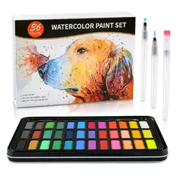 Подарунковий набір акварельних фарб для малювання Professional Paint Set 36 кольорів у металевому пеналі.