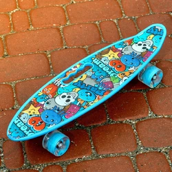 Скейт Пенні борд Skate зі світними колесами, алюмінієва підвіска не ковзна поверхня Блакитний