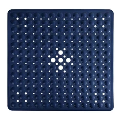 Силиконовый коврик противоскользящий Bathlux на присосках для ванны и душа, квадратный 52*53 см Синий