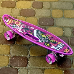 Скейт Пенни борд Skate со светящимися колесами ,алюминиевая подвеска не скользящая поверхность Фиолетовый