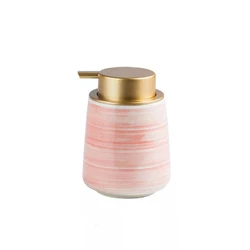 Дозатор керамический для жидкого мыла, моющих средств Bathlux 400 мл, для ванной и кухни Розовый