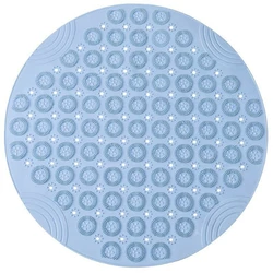 Силиконовый круглый коврик противоскользящий Bathlux на присосках для ванны и душа 55х55 см, Голубой