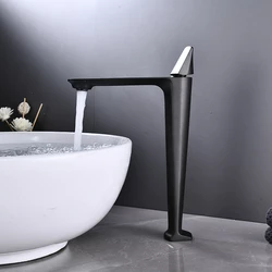 Дизайнерський змішувач для раковини змішувач у ванну одноважільний WanFan люкс якості Чорний-хром