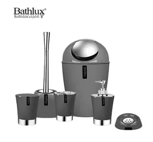 Набор качественных стильных аксессуаров для ванной комнаты Bathlux из 6 предметов Серый