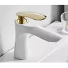 Змішувач для умивальника одноважільний кран горизонтальний монтаж WanFan для ванни Білий-золото