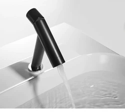 Смеситель для умывальника для ванны однорычажный кран горизонтальный монтаж WanFan Черный, Латунь