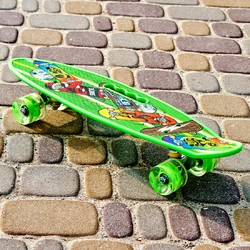 Скейт Пенні борд Skate зі світними колесами ,алюмінієва підвіска не ковзна поверхня Зелений