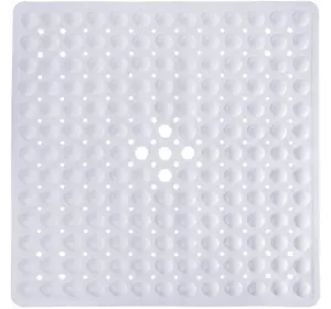 Силиконовый коврик противоскользящий Bathlux на присосках для ванны и душа, квадратный 50х50 см  Белый
