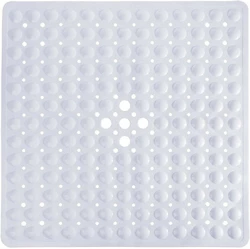 Силиконовый коврик противоскользящий Bathlux на присосках для ванны и душа, квадратный 50х50 см  Белый