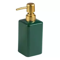Стильний диспенсер для мила з кераміки на 320 мл, пляшка з дозптором для рідкого мила чи шампуню, Зелений