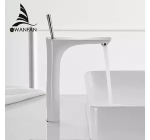 Смеситель для раковины WanFan люкс качества, однорычажный, керамический картридж Хром-белый