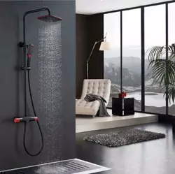 Душовий настінний гарнітур WanFan, верхній стаціонарний душ у ванній кімнаті Чорно-червоний