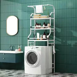 Полка для ванной комнаты над стиральной или сушильной машиной, складная, белая полка 65х160х25 см