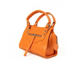 Сумка женская лаковая, вместительная стильная сумочка на молнии, Оранжевый