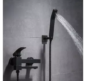 Душовий гарнітур для ванни прихованого монтажу із латуні 2в1 WanFan душова система стаціонарний душ Чорний