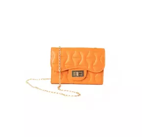 Сумка женская через плечо, сумочка клатч со стеганым узором и ручкой-цепочкой, Оранжевый