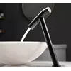 Змішувач для умивальника високий вилив одноважільний кран горизонтальний монтаж WanFan для ванни Чорний