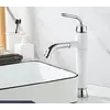 Змішувач для умивальника одноважільний кран горизонтальний монтаж WanFan для ванни Білий-хром