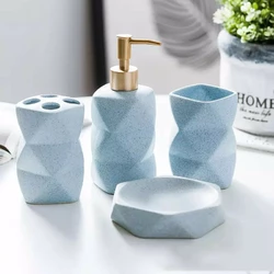 Набор аксессуаров для ванной комнаты из керамики Bathlux, 4 предмета Голубой