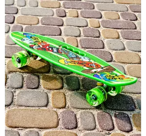 Скейт Пенни борд Skate со светящимися колесами ,алюминиевая подвеска не скользящая поверхность Зелёный