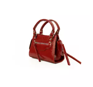 Сумка женская лаковая, вместительная стильная сумочка на молнии, Красный