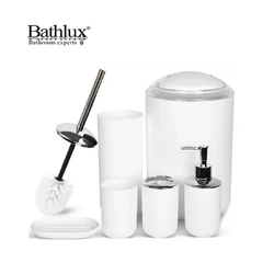 Набір якісних стильних аксесуарів для ванної кімнати Bathlux з 6 предметів, Білий